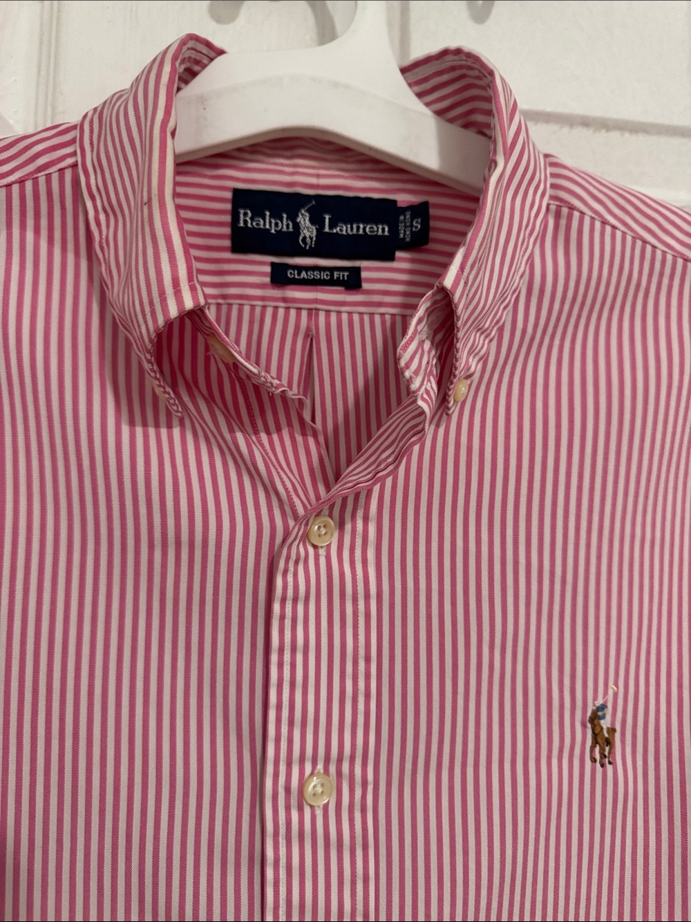 Ralph Lauren Red & White Striped Button-Down Shirt for Men Size S-M